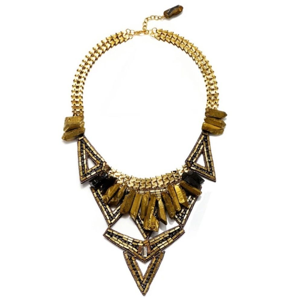 SUZANNA DAI Gold Statement Necklace